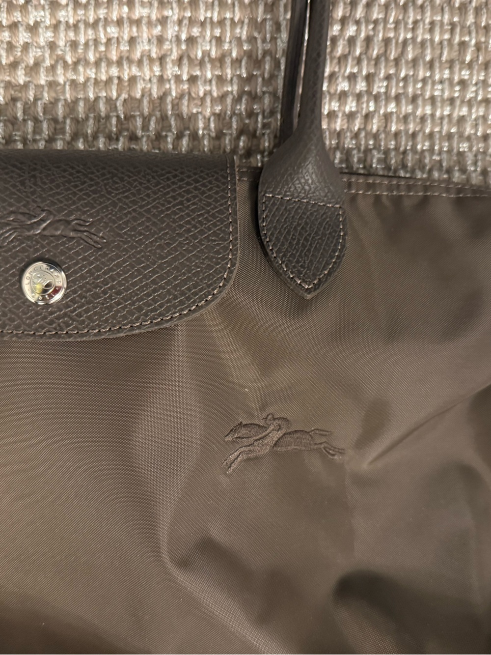 Longchamp Brown Nylon Tote with Leather Trim - Picture 2 of 7